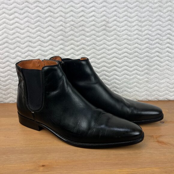 Kenneth Cole Mens Leather Chelsea Ankle Boots True Life Black Pointed Toe Sz 13 - Picture 1 of 15